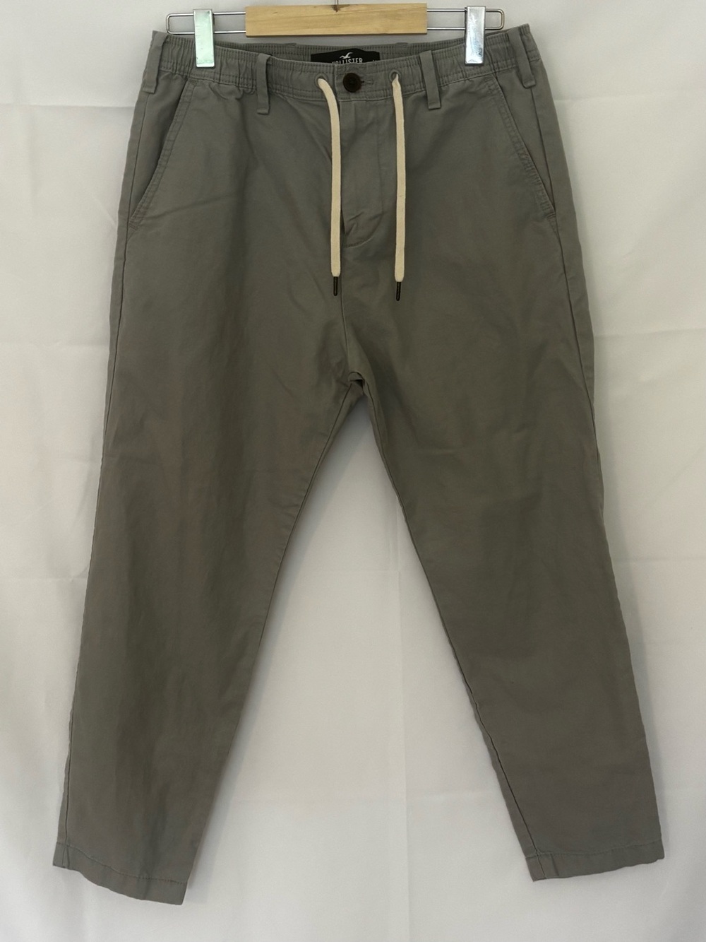 Hollister Mens Crop Taper Gray Elastic Cotton Pants Sz Medium